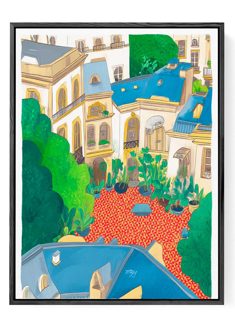Vibrant Mediterranean Courtyard Art Print