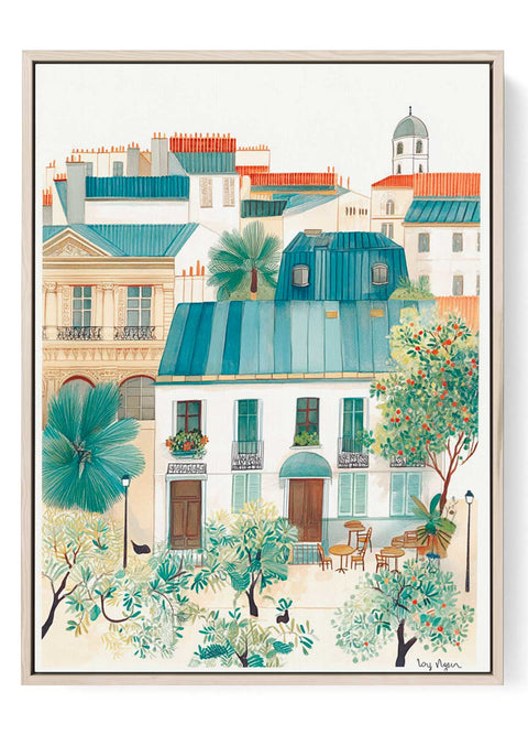 Vibrant Mediterranean Cityscape Watercolor Art Print
