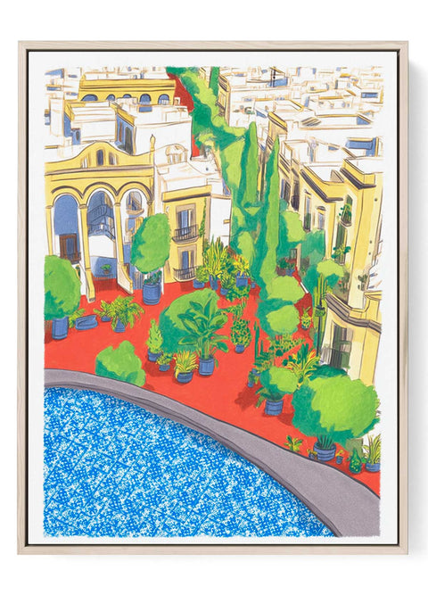 Mediterranean Rooftop Courtyard Art Print