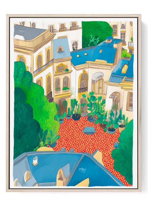 Vibrant Mediterranean Courtyard Art Print