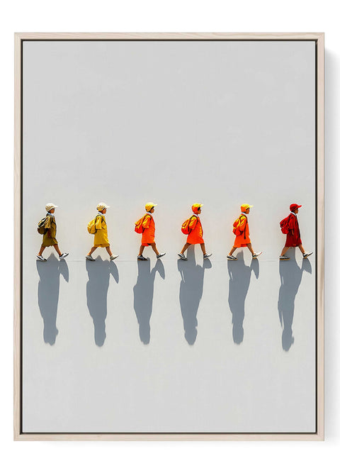 Walking People Wall Art Print colorful figures