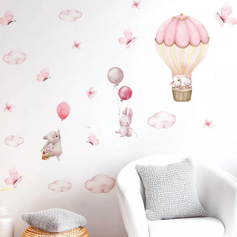 Watercolor Balloon and Bunny Stickers