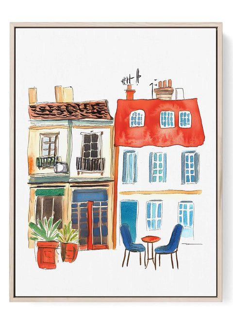 Watercolor European townhouses print