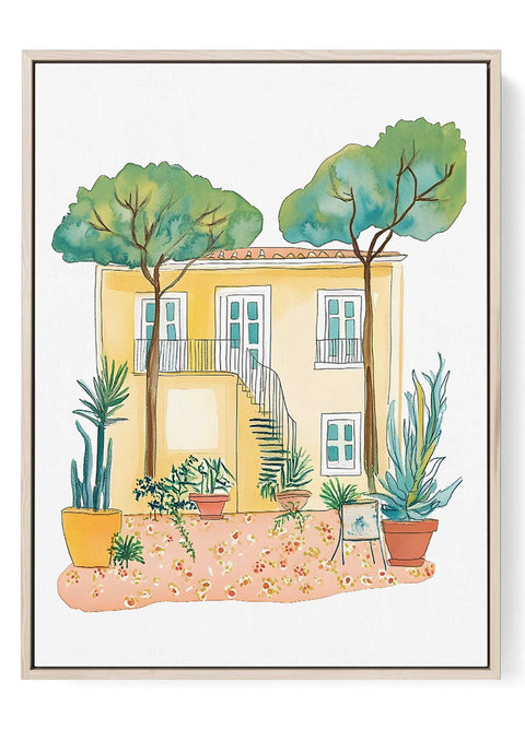 Watercolor Italian courtyard print