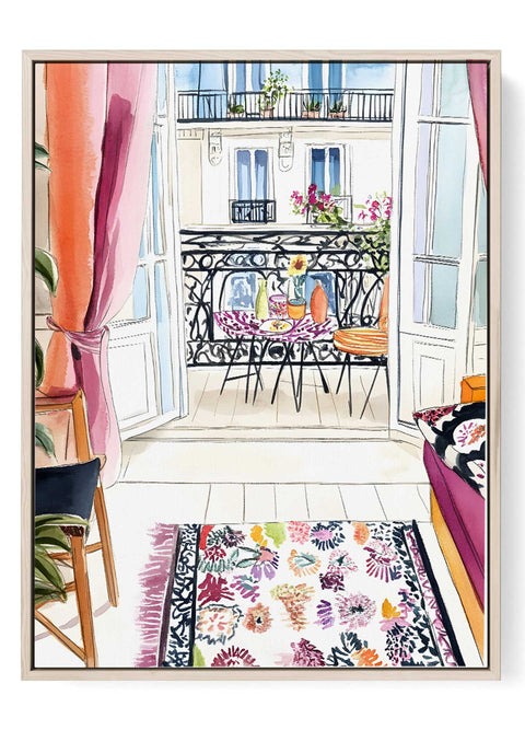Watercolor Paris balcony print

