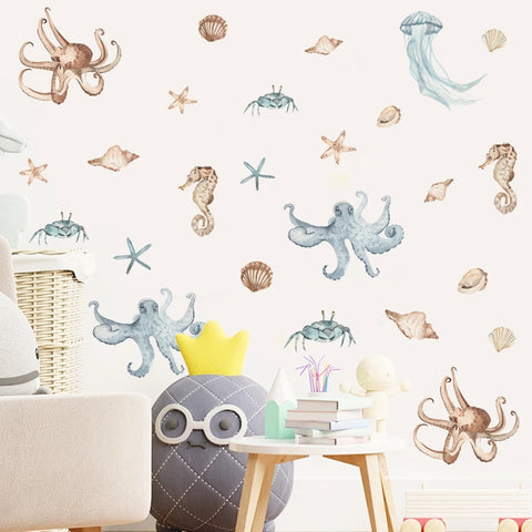 Watercolor Seashell Stickers