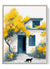 Watercolor art print with black cat and golden tree