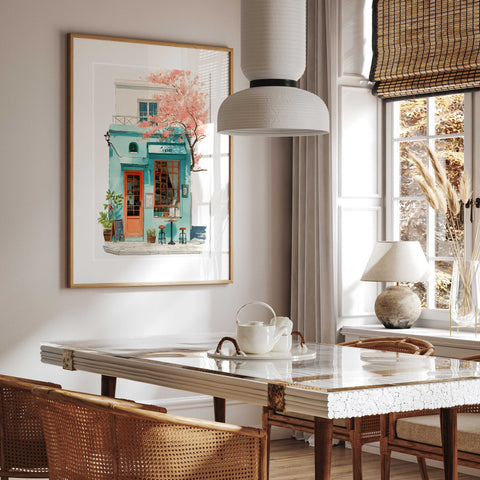 Watercolor café scene