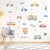 Watercolor cars and buses stickers