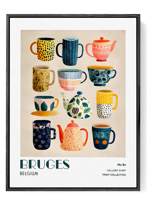 Watercolor mugs and teapots wall art