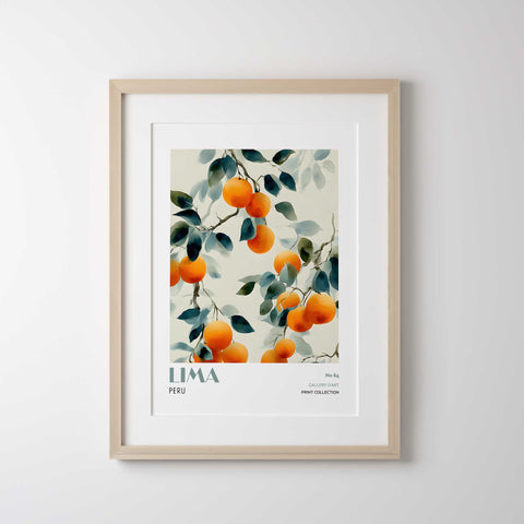 Watercolor oranges tropical art print poster