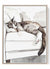 Watercolor print of a sleeping cat on a white sofa