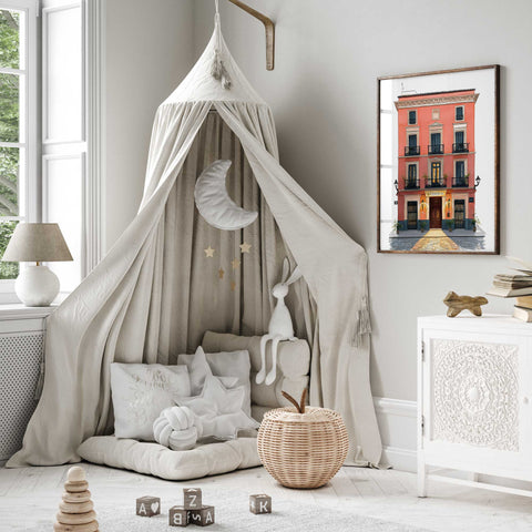 Watercolor print of charming house front