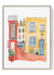 Watercolor red and gold houses