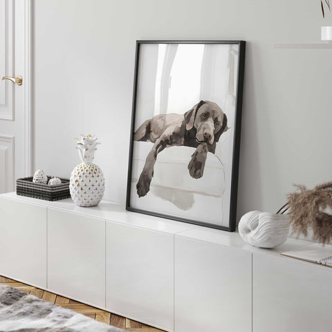 Watercolor sleeping beagle art