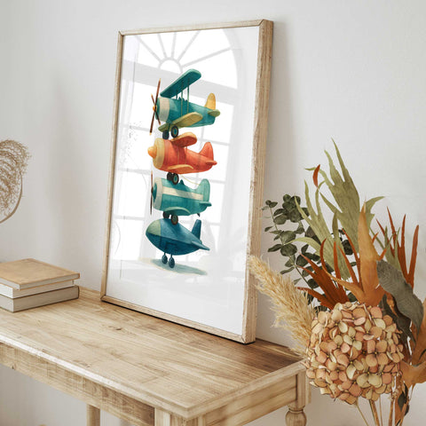 Watercolor toy planes print