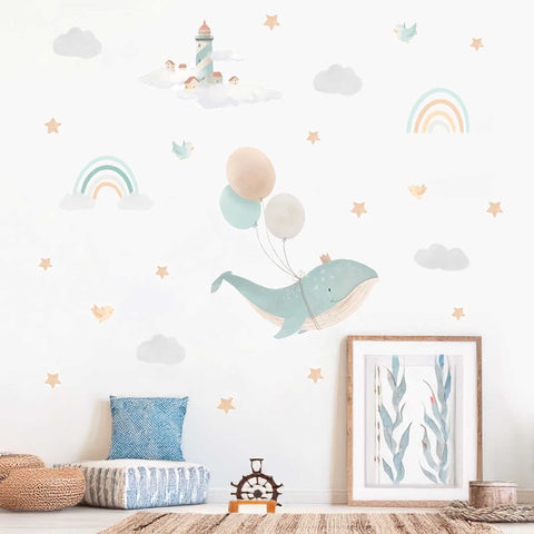 Whale Wall Decal With Balloons