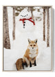 Curious Fox and Snowman Canvas – Magical Winter Scene
