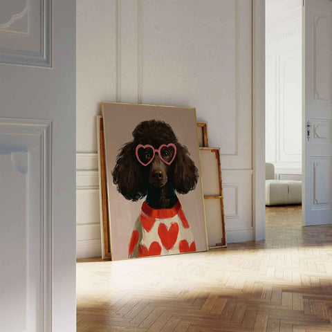 Whimsical red and cream dog art print for gallery wall upgrade