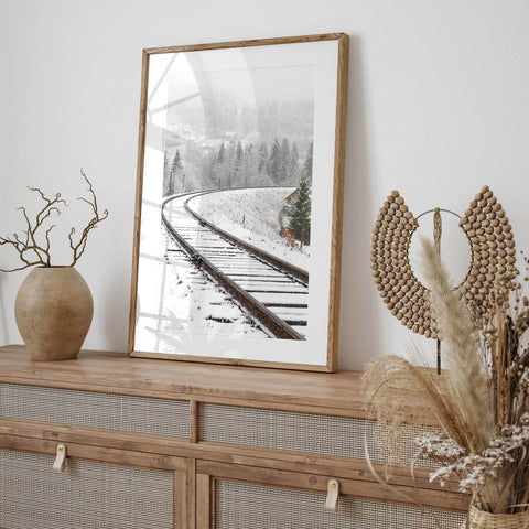 Snowy Railway Track - oakposter