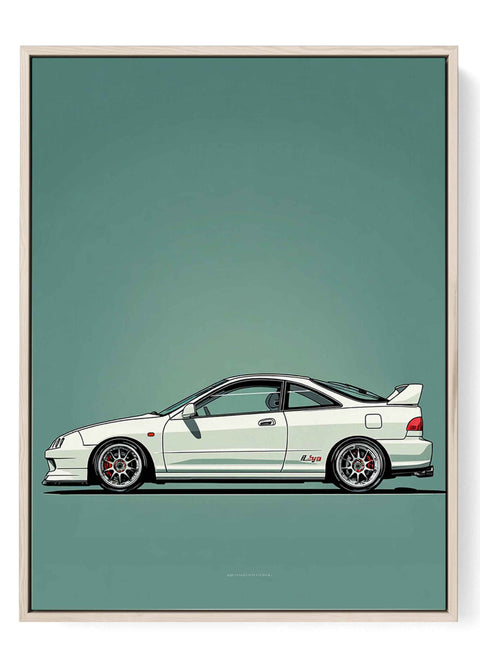 White Japanese sport coupe minimalist vector art print wall decor