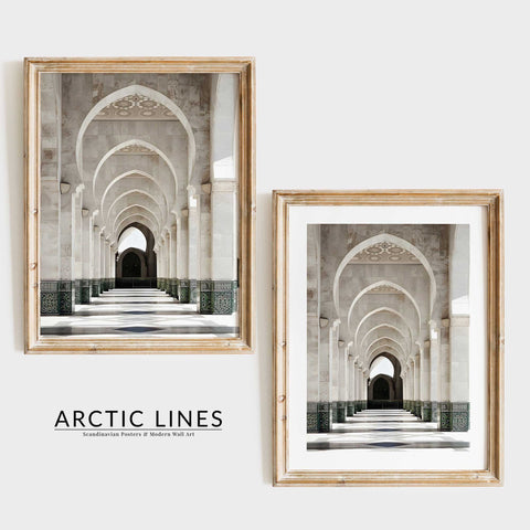 White and soft grey color palette in a sophisticated architectural print.