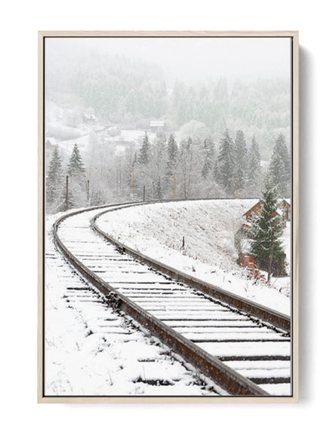 Snowy Railway Track - oakposter