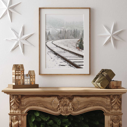 Snowy Railway Track - oakposter