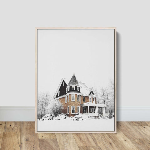 Nostalgic Snowy House Canvas