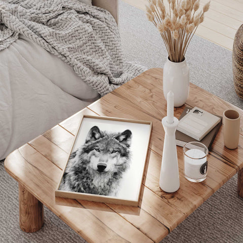 Wolf head closeup art print textured fur