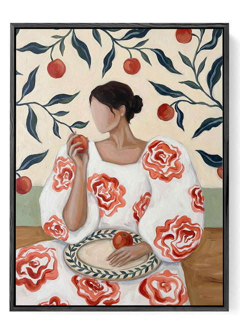 Woman in floral dress wall art