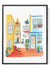 Yellow and blue cityscape watercolor