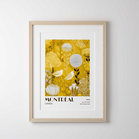 Yellow botanical poster Nordic modern wall design