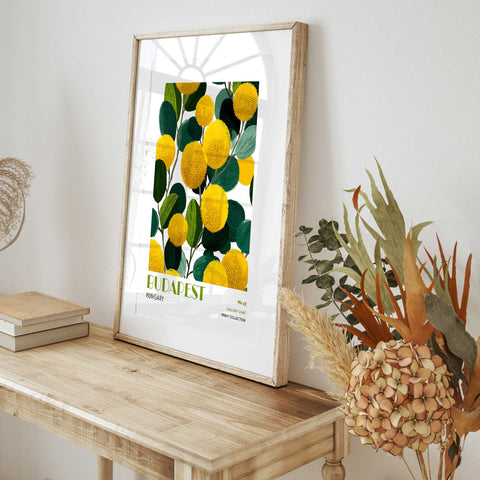 Yellow flower wall art Budapest nature-inspired decor