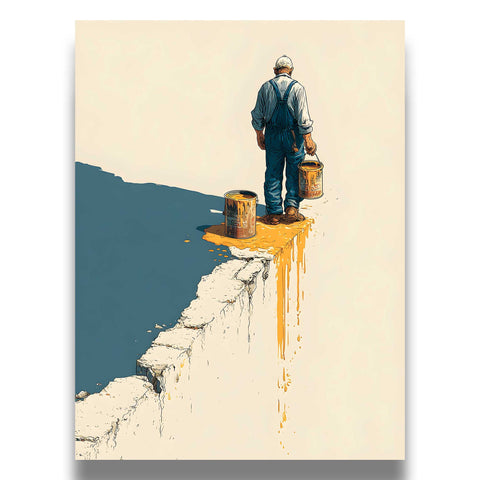 Yellow paint drip painter modern print