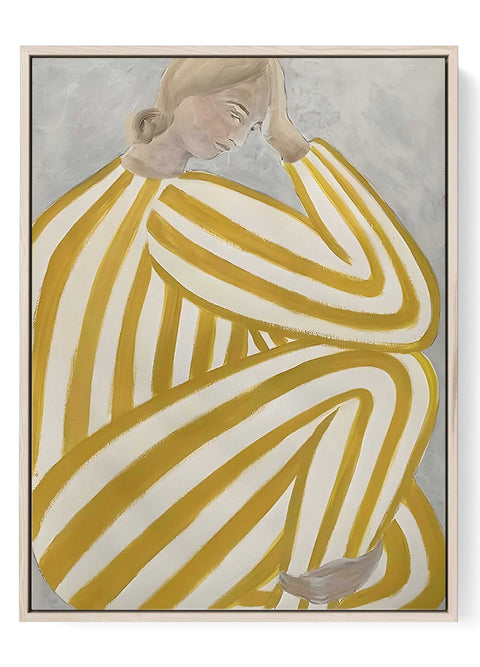 Yellow striped feminine art print