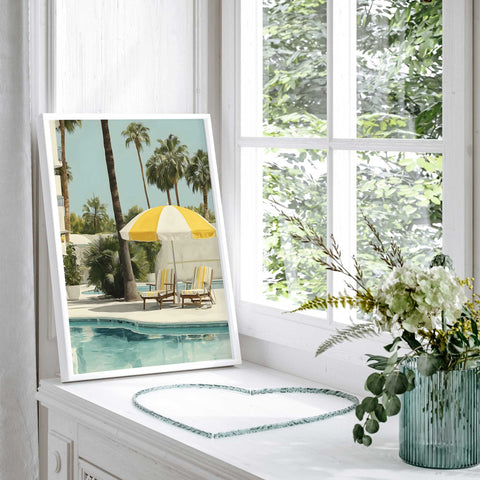 Yellow umbrella summer artwork