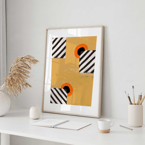 Geometric Contrast Abstract Art Print