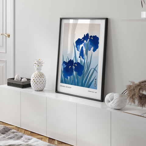 blue iris japanese wall art