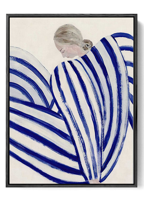 Blue Stripes Embrace - Modern Abstract Canvas Print