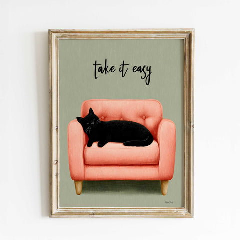 calming cat illustration fine art