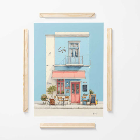 coffee shop wall art illustration