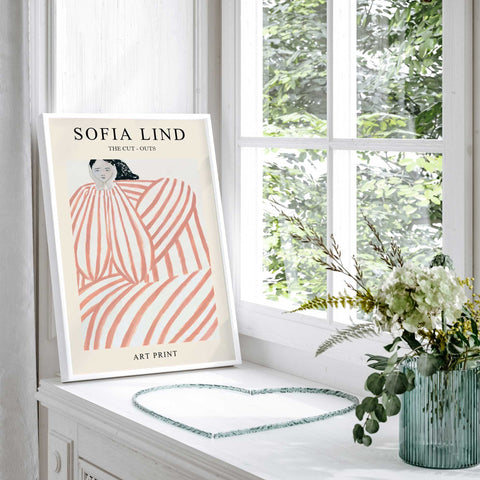 Contemporary Coral Stripes Artwork