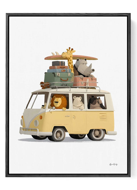 cute safari animals van wall art