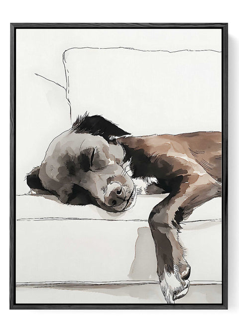 dog wall art watercolor sleeping dog illustration