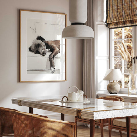 dog watercolor illustration minimalist home decor