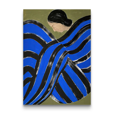 dynamic blue black swirls canvas