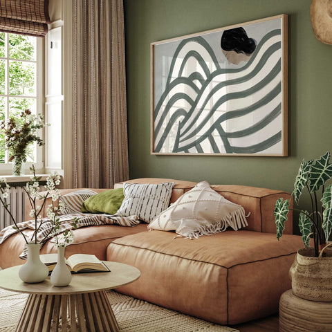 elegant green gray wall art