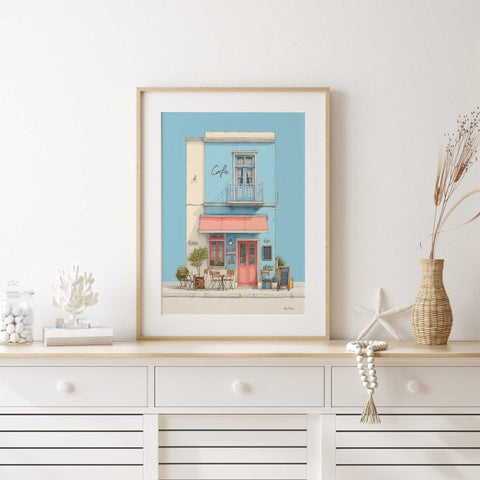 european cafe illustration wall decor