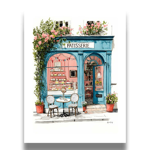 french cafe storefront illustration